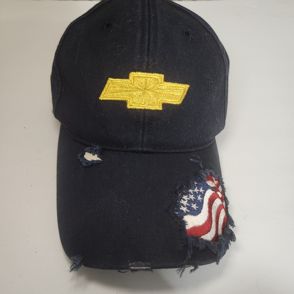 Chevy Trucking American Flag Cabelas Hat USA General Motors Paramount Distressed - Picture 8 of 9